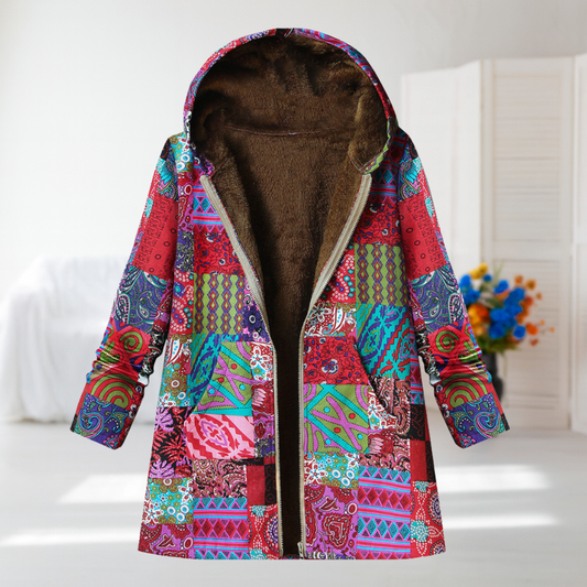 Valérie | Růžový patchworkový kabát v boho stylu