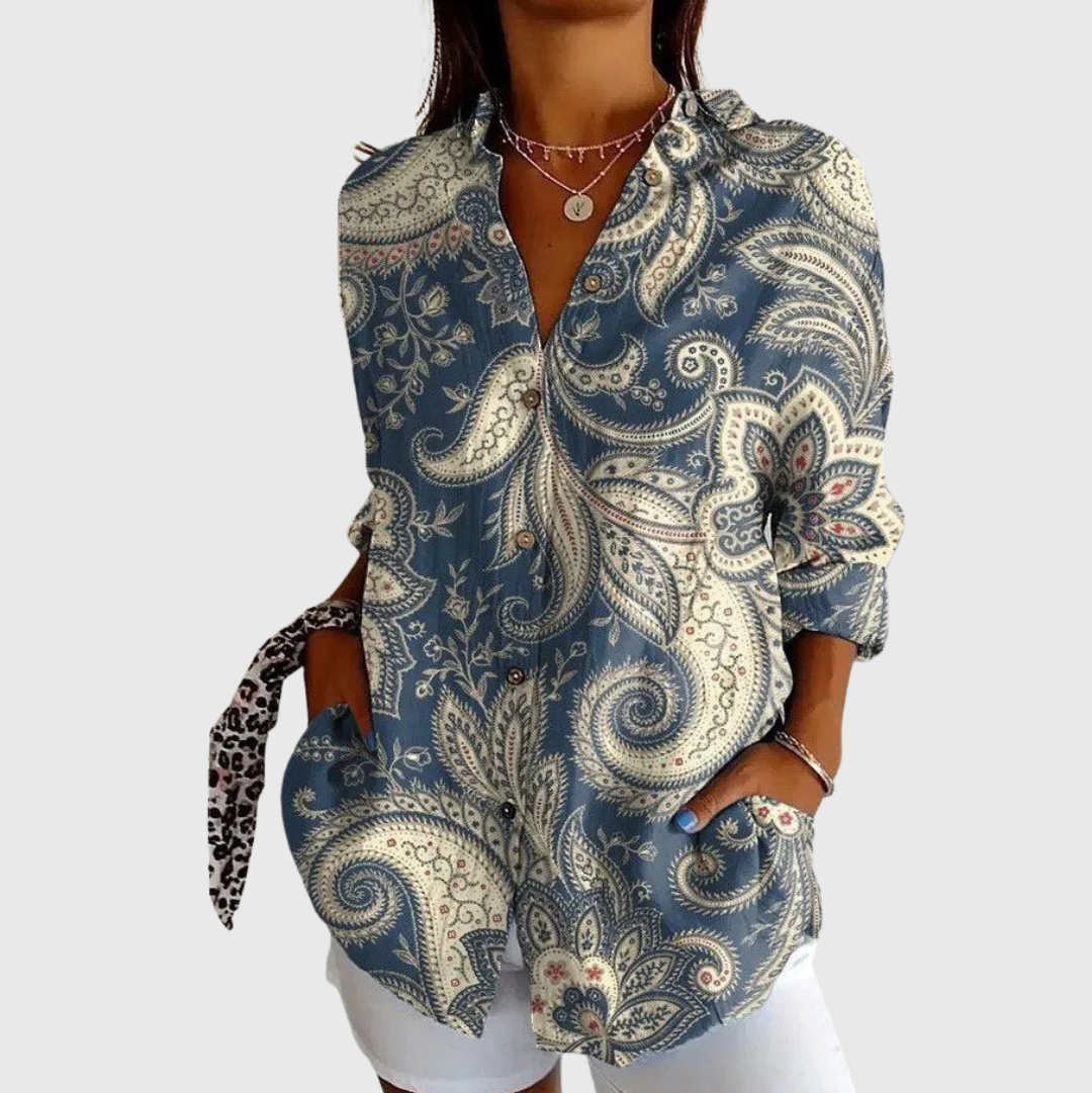 Jasmína Halenka na knoflíky s paisley potiskem