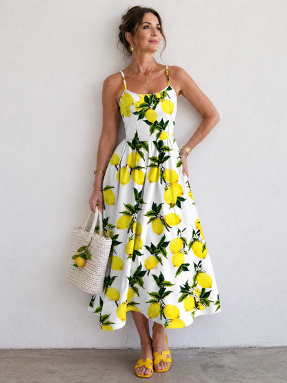 Cecílie Midi šaty s potiskem citronů