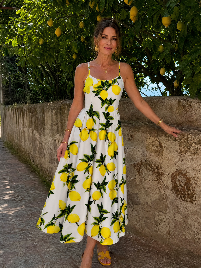 Cecílie Midi šaty s potiskem citronů