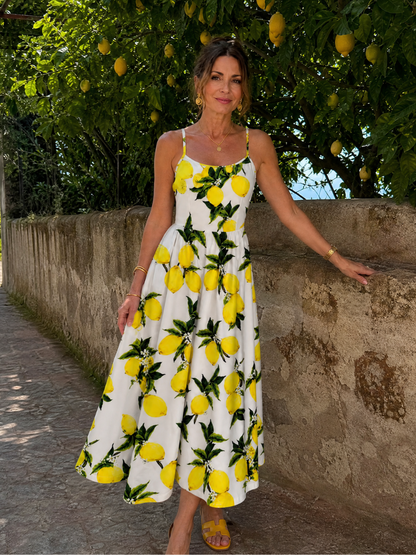 Cecílie Midi šaty s potiskem citronů