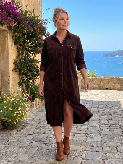 Marika Košilové šaty ve velbloudí hnědé z manšestru