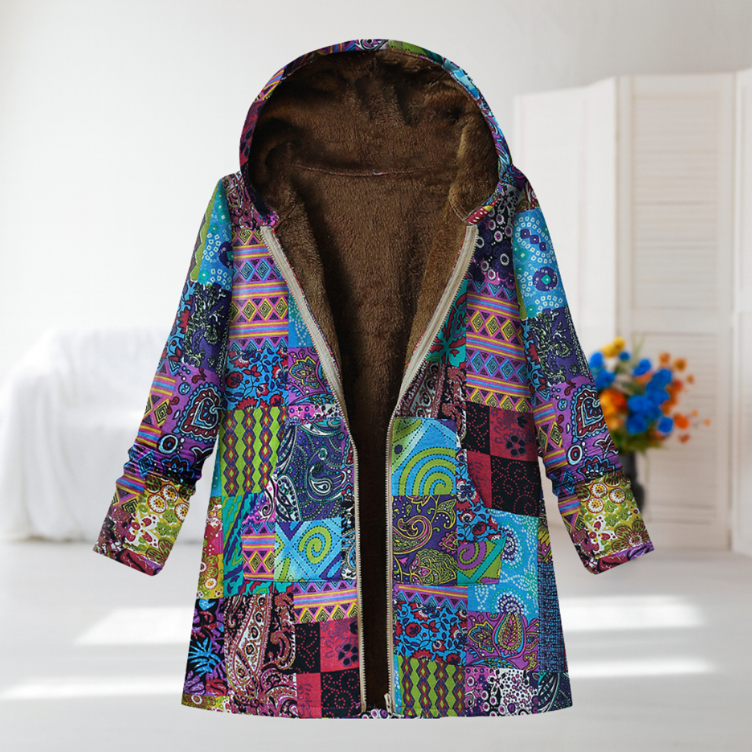 Patricie | Modrý patchworkový kabát v boho stylu