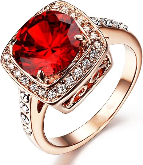 Anillo de rubí con corona de oro rosa