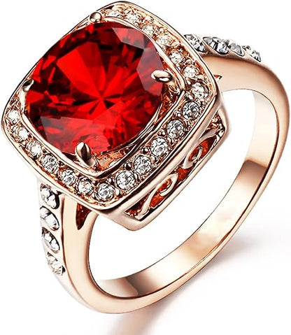 Anillo de rubí con corona de oro rosa