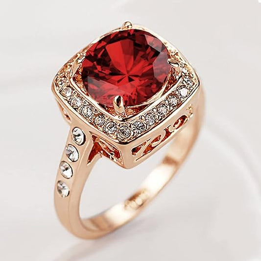 Anillo de rubí con corona de oro rosa