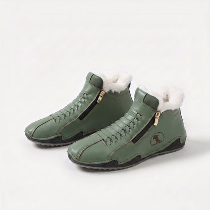 Anabela | Růžové zateplené kotníkové boty se zipem vpředu