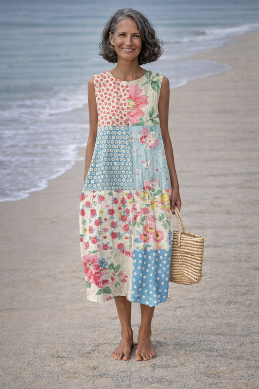 Marta Midi šaty s květinovým patchworkem