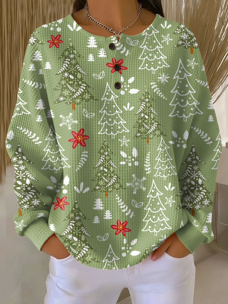 Ema Zelený vánoční svetr se stromky