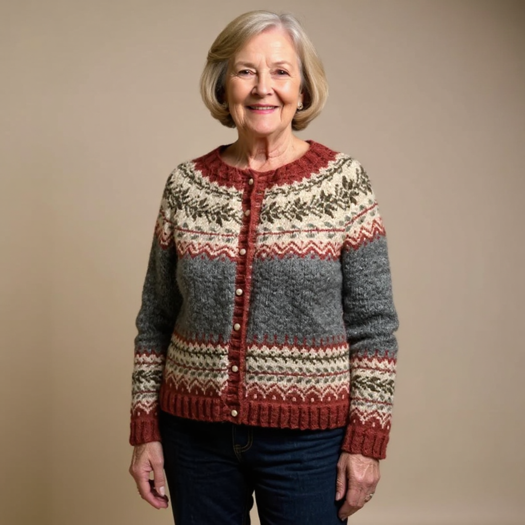 Terezie | Kardigan s norským vzorem na knoflíky v šedé