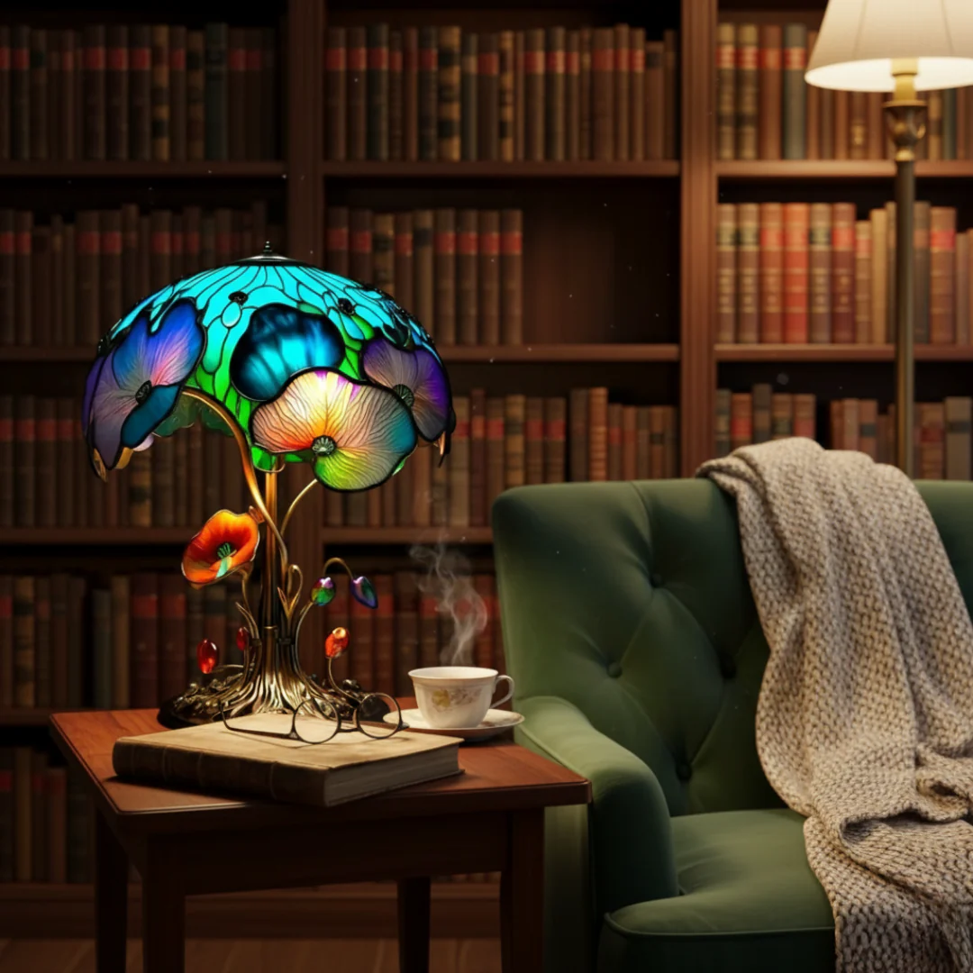 Houbová lampa s květinami