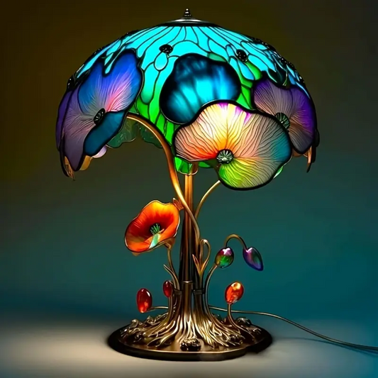 Houbová lampa s květinami