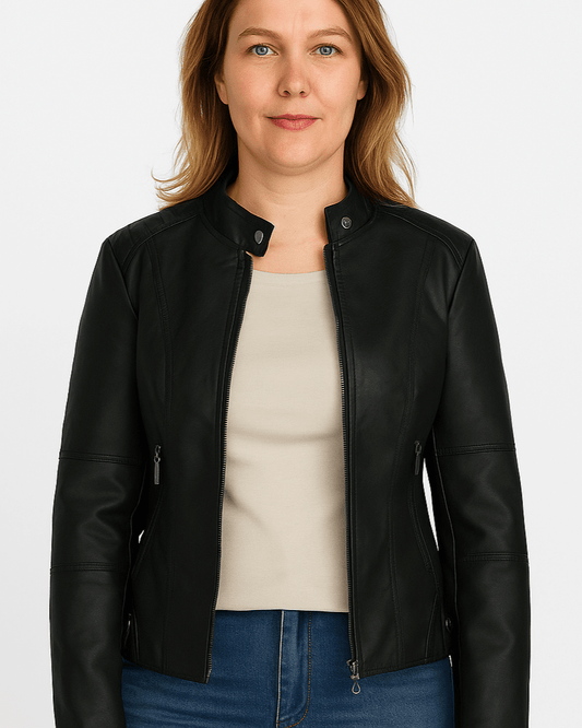Sofie | Černá bunda z imitace kůže
