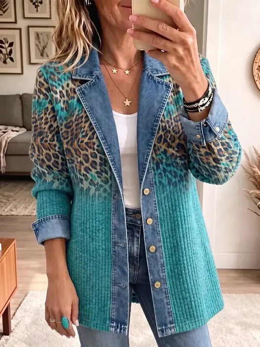 Kristýna | Vintage džínová bunda s leopardím vzorem