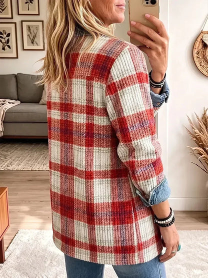 Lisette | Vintage-Jeansjacke mit Patchwork in Rot
