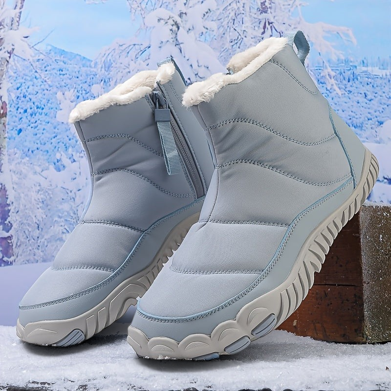 Blanka | Světle modré barefoot zimní boty s teplou podšívkou