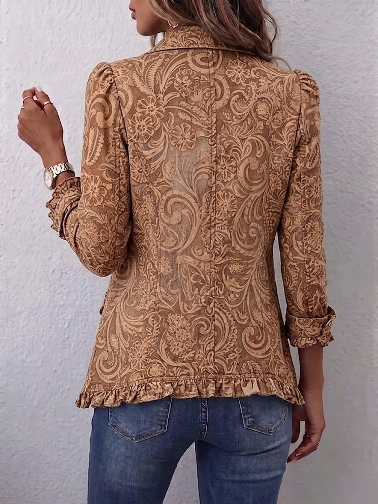 Hedvika | Boho bunda s květinovým vzorem a volánky